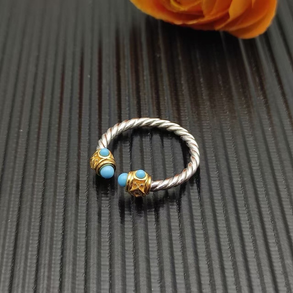 David Yurman Renaissance Cable Turquoise Open Ring Sterling - Picture 4 of 4